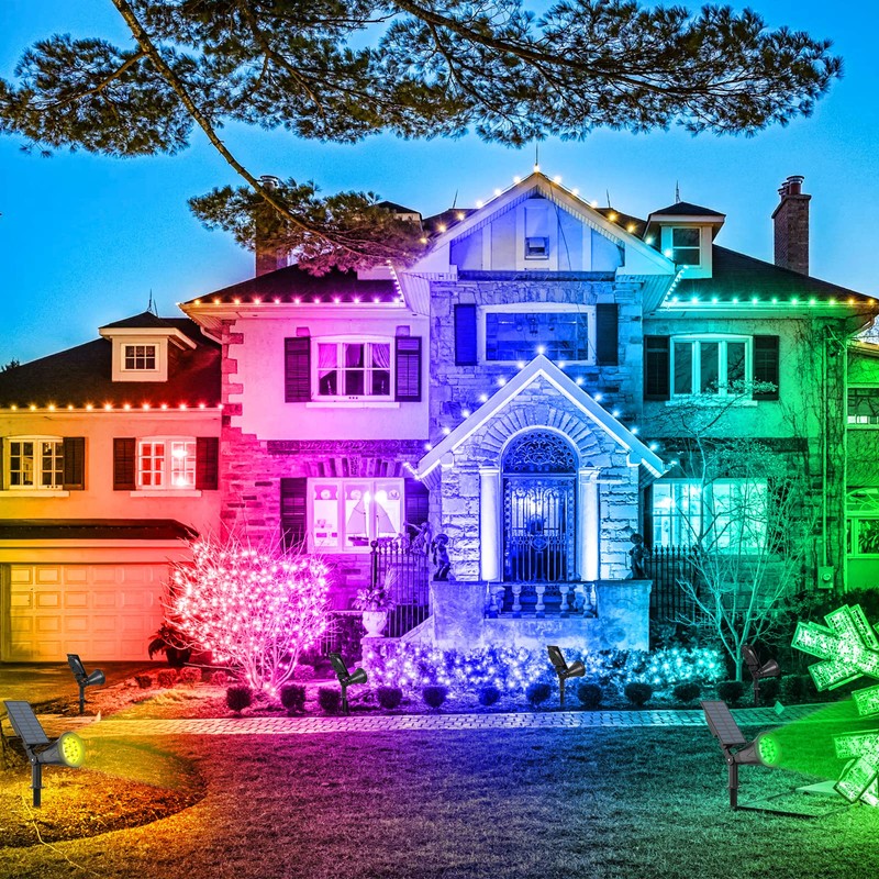 T-SUN Solar Spotlights, Color Changing 7 LED Waterproof Solar Garden