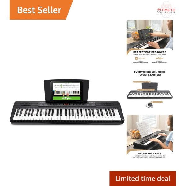 Digital Piano 61 Keys Compact Portable Beginner Keyboard with Built-In
