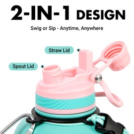Stainless Steel Water Bottle with Spout Lid, 50oz/1500ml Water Jug
