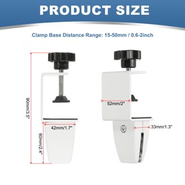 PATIKIL 1.7x1.3x2.4" Desk Divider Support Clamp, 2 Pcs Aluminum Desk Shield Clamp Desk Divider Partition Clamp Sneeze Guard Clamp Bracket for Office Home Desk Panel, Silver