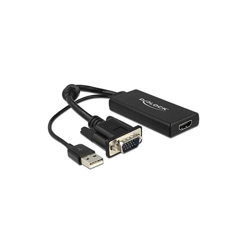 DeLOCK Adaptor VGA + Audio to HDMI with Cable Black