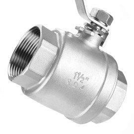 Two-piece full connection female thread, 2 stainless steel ball valves, threaded ball valve 1-1/2 inch, DN40 1000 WOG 304 stainless steel with heavy duty blue insulation handle