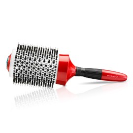 Moehair Double Bristle 2.5" Hair Brush. Double Bristle Barrel Hair Brush for women & men with Antistatic and Ionic Bristle and Ceramic Coated Silver Barrel for Wet & Dry hair. Made in USA