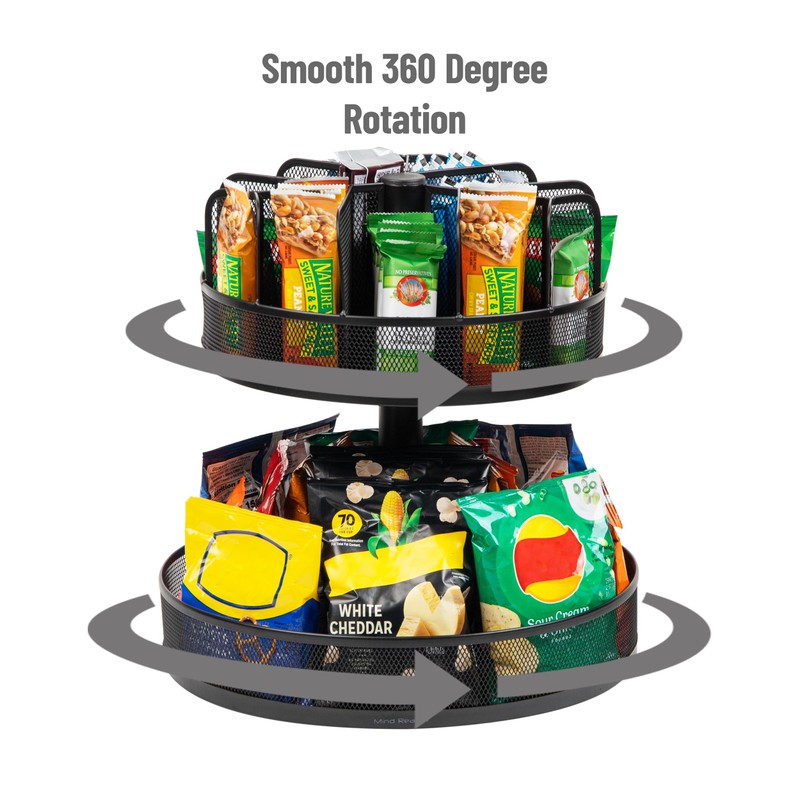 Mind Reader 2-Tier Snack Carousel, Countertop Organizer, Snack Tray, Breakroom,