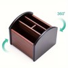 AIMALL Wooden Desk Organizer with 4 Compartments | Rotating Desk