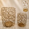 Pillar Candle Holder,Gold Candle Holder Metal Nest Lantern Set 2&3"