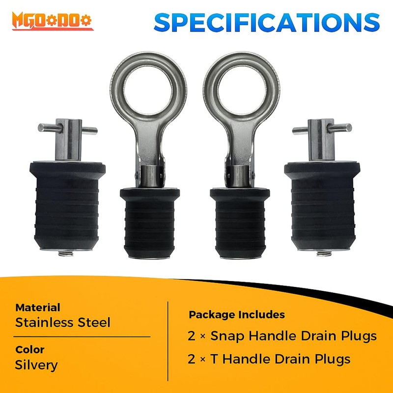Mgoodoo 4Pcs 1 Inch Boat Plug Snap Handle Drain Plug
