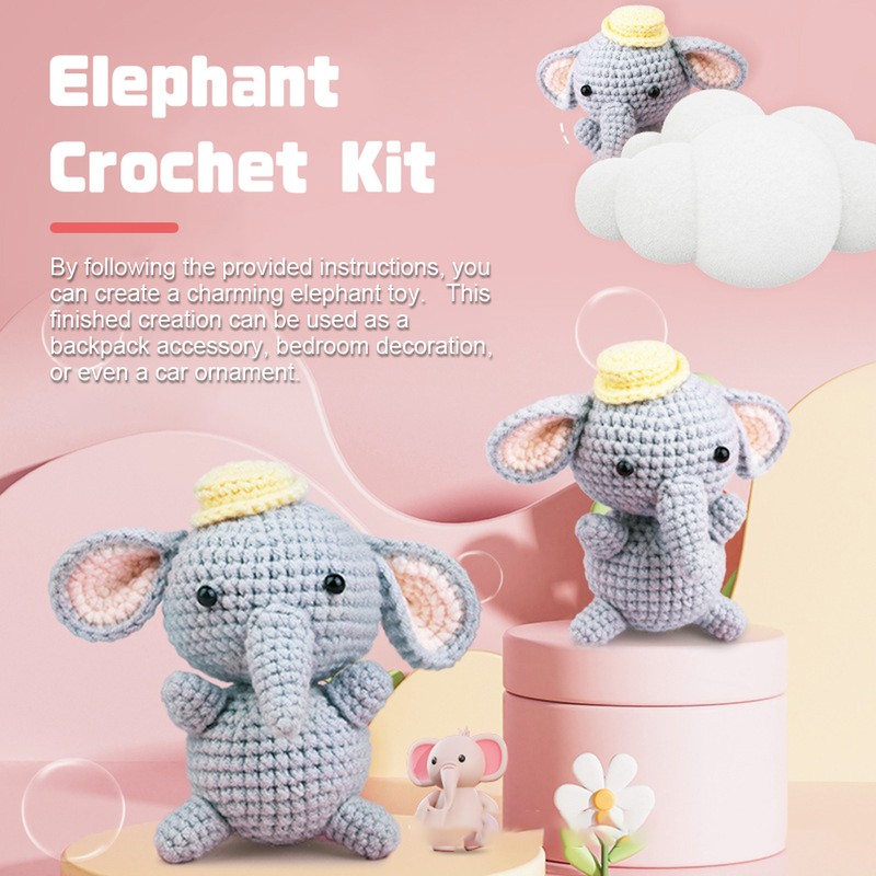Beginners Crochet Kit Animal Elephant Crochet Starter Kit with Easy