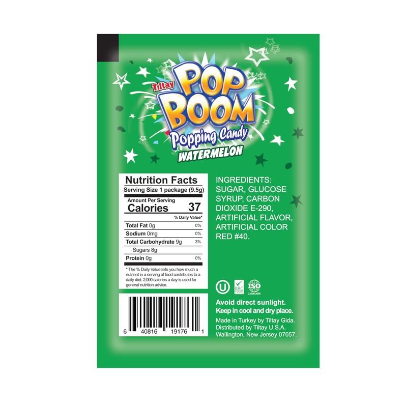 Tiltay Pop Boom – Watermelon Flavor Popping Candy with display