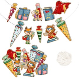 Papierdrachen Wall Garland for First Day of School – Decoration for Boys and Girls – School Superhero Animals – Set 03