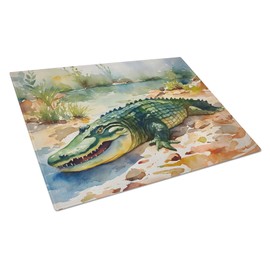 Caroline's Treasures DAC2868LCB Alligator Glass Cutting Board Large Decorative Tempered Glass Kitchen Cutting and Serving Board Large Size Chopping Board