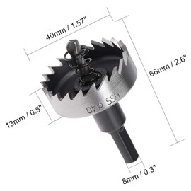 40mm HSS Drill Bit Hole Saw Cutter,HSS Hole Saw Kit, Hole Saw Drill Bit Set Cutter Tool, High Speed Steel Hole Saw Cutting Kit, HSS Drill Bit for Metal Alloy Wood (1 Pcs)
