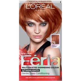L'Oreal Paris Feria Multi-Faceted Shimmering Color, 74 Copper Shimmer (Deep Copper)
