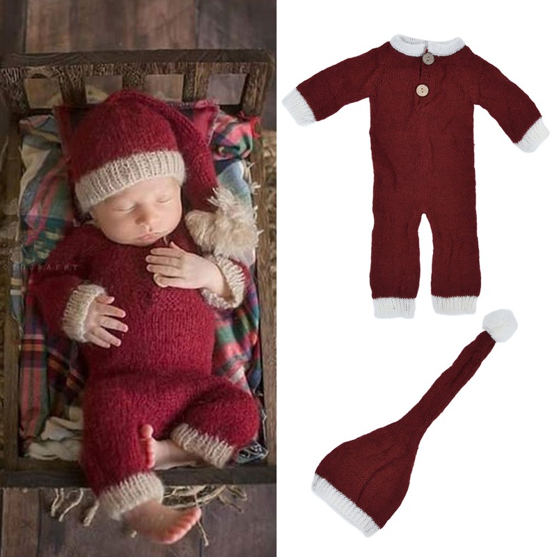 Breathable Baby Photography Photo Props Set Soft Mohair Jumpsuits Hat
