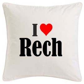 Kissenbezug I Love Rech 40cmx40cm aus Mikrofaser geschmackvolle Dekoration für jedes Wohnzimmer oder Schlafzimmer in Weiß mit Reißverschluss