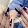 BABALAL Blue Press on Nails Long Coffin Fake Nails Luxury