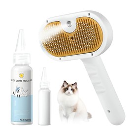 Pet Steam Brush for Dog & Cat, 3-in-1 Spray Hair Removal Comb, dog brush for shedding, cat steam brush, pet hair removal tool, Steam Brush for Shedding & Groomin, Includes Waterless Shampoo