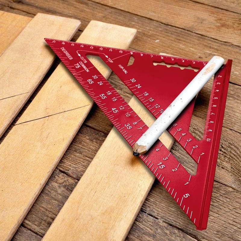 DOYUKY 7 Inch Carpenter's Square, 180 mm Metric Triangular Ruler,