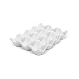 HIC Kitchen Crate, Fine White Porcelain, Holds 1 Dozen Eggs