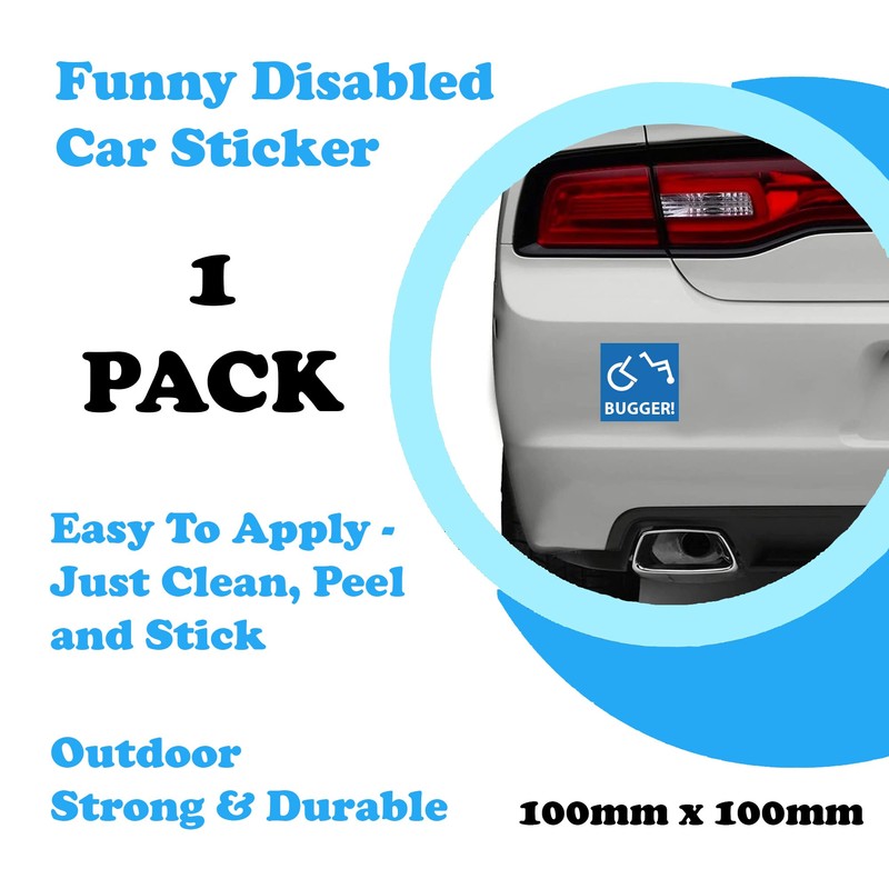"Bugger!" Wheelchair Mishap Car Window & Bumper Sticker (100mm x