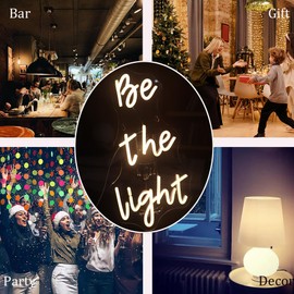 Be The Light Neon Sign, Positive Quotes Decorative Neon Lights for Home Room Wall Decor, Office Wall Decor Neon Light Sign, Christmas Birthday Gift,Thanksgiving Gift(warm white)