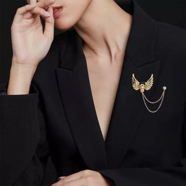 Brooches and Pins for Women Bee Chain Collar Pins for Sambas Safety Brooch Pins for Clothes Business Suit Collar Bar Pin Christmas Pins and Brooches Jewelry Gifts