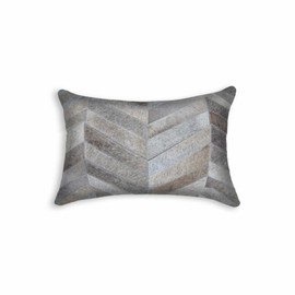 Homeroots 12 X 20 Gray Chevron Cowhide Throw Pillow