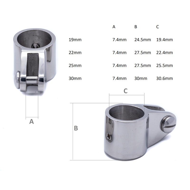 2pcs 25mm Bimini Slide clamp Stainless Steel Marine Grade Boat