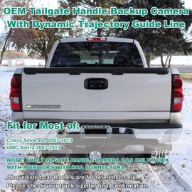 Tailgate Handle Reverse Backup Camera Replacement for Chevy Silverado and GMC Sierra Years 1999-2006, GreenYi AHD 720P Pickup Rear View Parking Camera with Trajectory Guideline