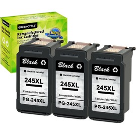greencycle Remanufactured Ink Cartridge Replacement for Canon PG-245XL PG-245 245 XL Compatible with Pixma MX490 MG2522 MG2525 MG2922 MG3020 MG3022 MG3029 TS3120 TS3122 TS202 Printers (Black, 3 Pack)