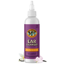 Pack Approved Cat & Dog Ear Cleaning Solution - Helps Remove Wax, Debris, and Dirt - Non-Stinging, Non-Burning Daily Use Formula - Cat & Dog Ear Wash for Itchy Ears - Sweet Pea & Vanilla Scent (8oz)