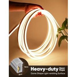 33FT LED Neon Rope Lights 2800K Warm White, AC 110-120V Flexible Neon Strip Outdoor Waterproof ETL Listed, Connectable and Cuttable, for Home Commercial Contour Landscape Ambient Lighting Decor
