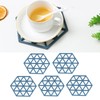 5pcs Table Mats Geometric Hex Shape Hollow Silicone Blue Insulation