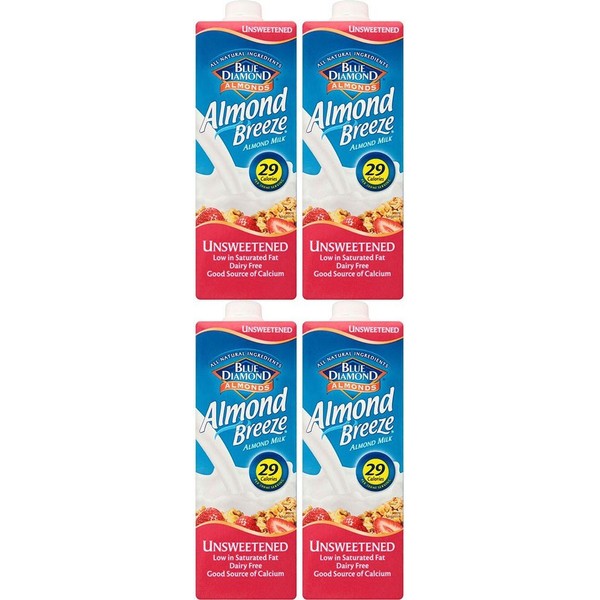 (4 PACK - Blue Diamond - Almond Milk Unsweetened | 1000ml | 4 PACK BUNDLE
