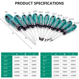 Nizirioo Screwdriver Set, 12-Piece Magnetic Screwdriver, U-Shaped Triangle and Y-Shape Magnetic Screwdriver with Non-Slip Component Handle for Repairs with Tool Bag