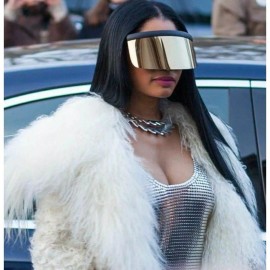 Unbranded Shield Visor Sunglasses Futuristic Face Shield Black Frame Silver Mirror Lens