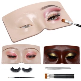 GFPGYQ Tablero de práctica de maquillaje de ojos 3D, ayuda perfecta para la práctica de maquillaje, maniquí de silicona reutilizable para practicar maquillaje para principiantes para practicar el kit de maquillaje de ojos (negro)