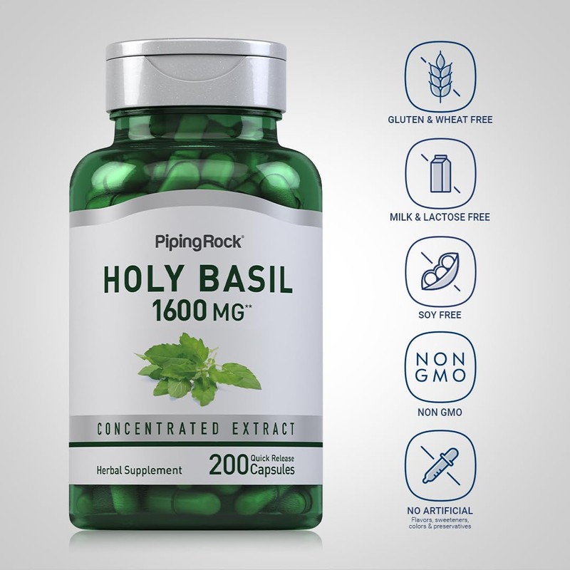 Piping Rock Holy Basil Extract 1600mg | 200 Capsules |