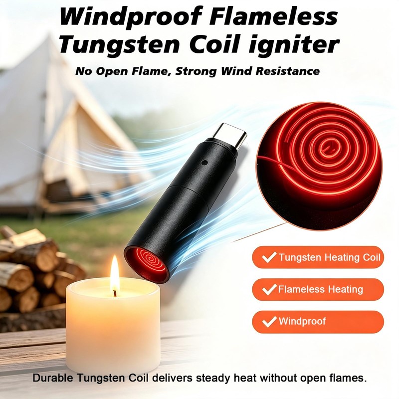 USB-C Smartphones Electric Lighter, Plug Play Windproof Igniter