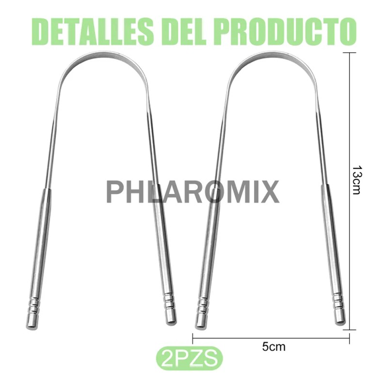 2pz Cepillo Limpiador Lengua Acero Inoxidable Oral Raspador