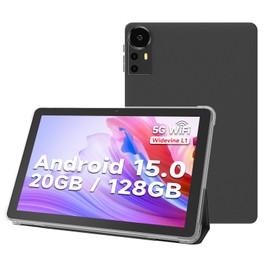 DIGITHINK 10 inch Android 15.0 Tablet PC, Android Tablets, DDR4 4GB RAM+16GB Extend 20GB ROM 2MP+8MP Dual Camera, 2.4G+5G WiFi Bluetooth 1TB Expand 10 in IPS Tab, 6000mAh Battery with case (Black)