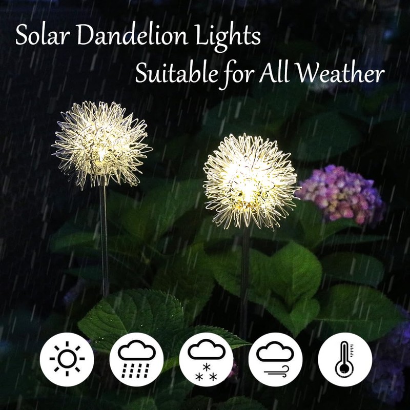 GUOCHENG Dandelion Solar Garden Lights Waterproof Outdoor LED Landscape Lights,