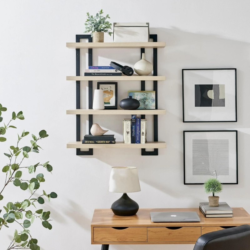 Unbranded Danya B. 4-Tier Floating Bracket Wall Shelf - Walnut