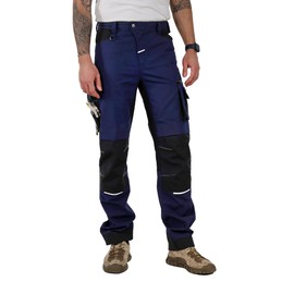 Ellobird Men's Construction Work Utility Pants Relaxed Fit Stretch Flex Cordura Double Knee Reinforcement Carpenter Cargo