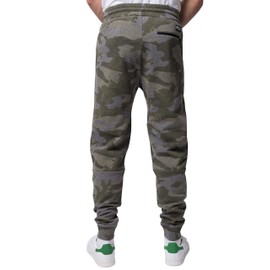 Brooklyn Athletics Men's Fleece Jogger Pants Active Zipper Pocket Sweatpants, Olive Camo, Large
