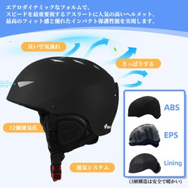 Vihir Ski Helmet Adjustable Vent, Goggle and Audio Compatible, Removable Liner and Ear Pads, Snowboard Helmet for Men, Women, Youth