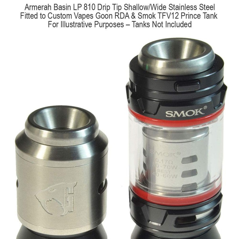 Armerah Basin LP 810 Drip Tip eCig Mouthpiece Shallow/Wide Stainless