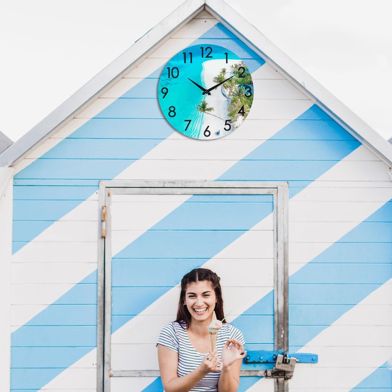 14 Inch Large Outdoor Clock Waterproof, Beach Coastal Nautical Indoor
