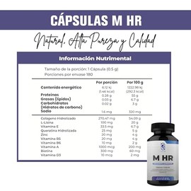 NAIMA M HR, Multivitamínico para Hombres, 180 Cápsulas |Complejo Capilar Para Cabello, Barba y Bigote | Suplemento con Colágeno Hidrolizado, Biotina, Queratina, L-Lisina, Vitaminas y Minerales