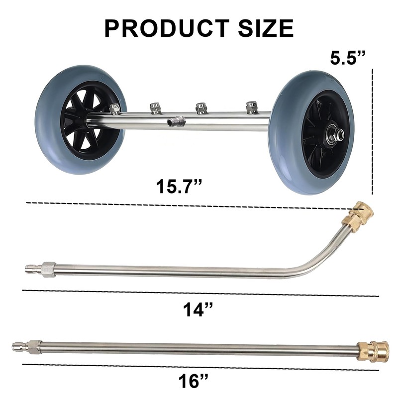 Hourleey Pressure Washer Undercarriage Cleaner, 16 Inch Power Washer Surface